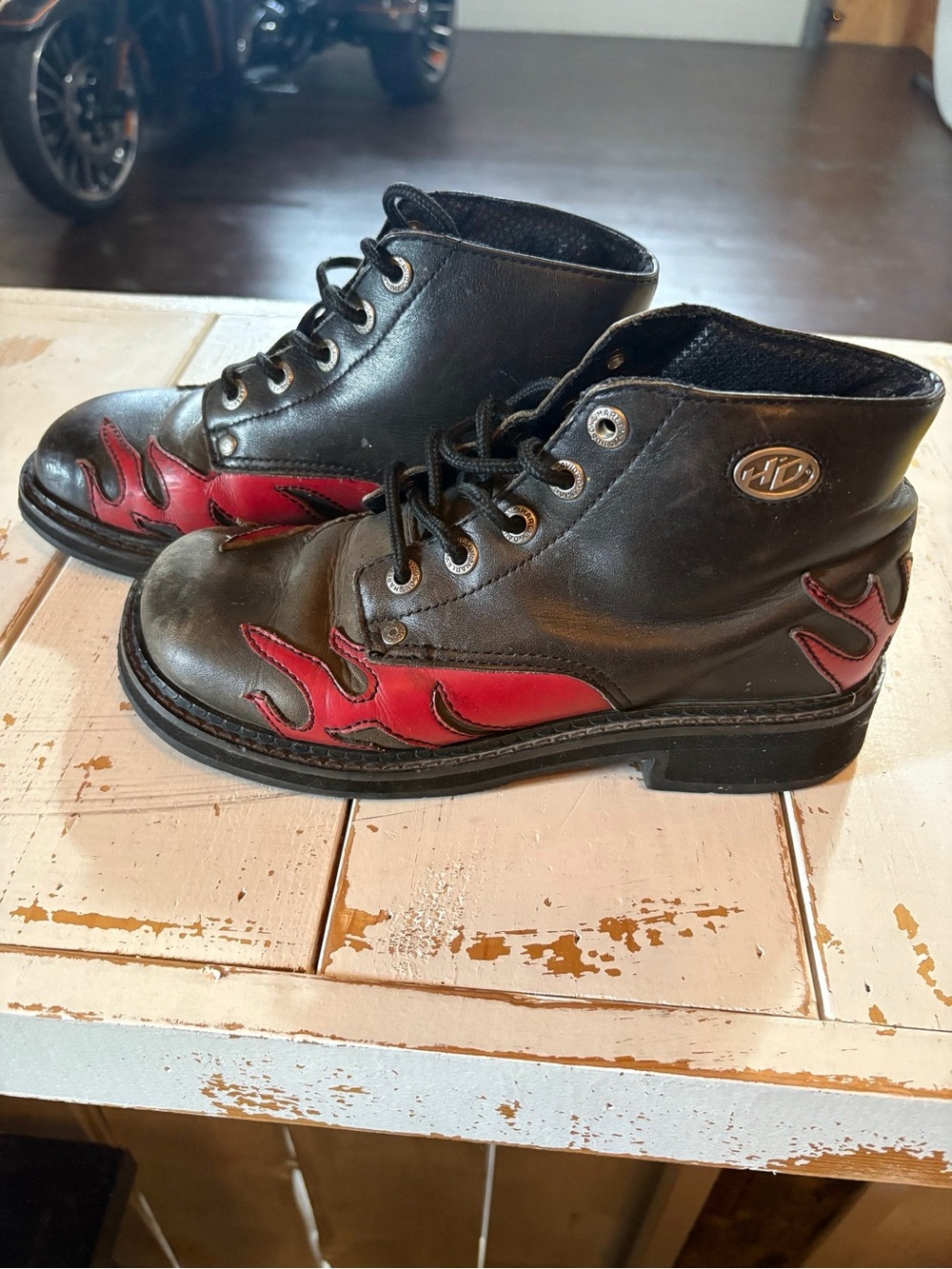 Vintage Women’s leather Harley Davidson books flames